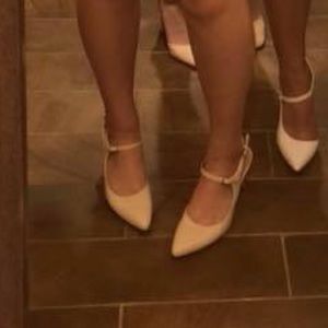 Nude Leather Close Toe Heels
